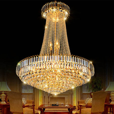 Luxury Crystal Chandelier, 24 Inch Empire Style Gold Chandelier with 8 Lights K9