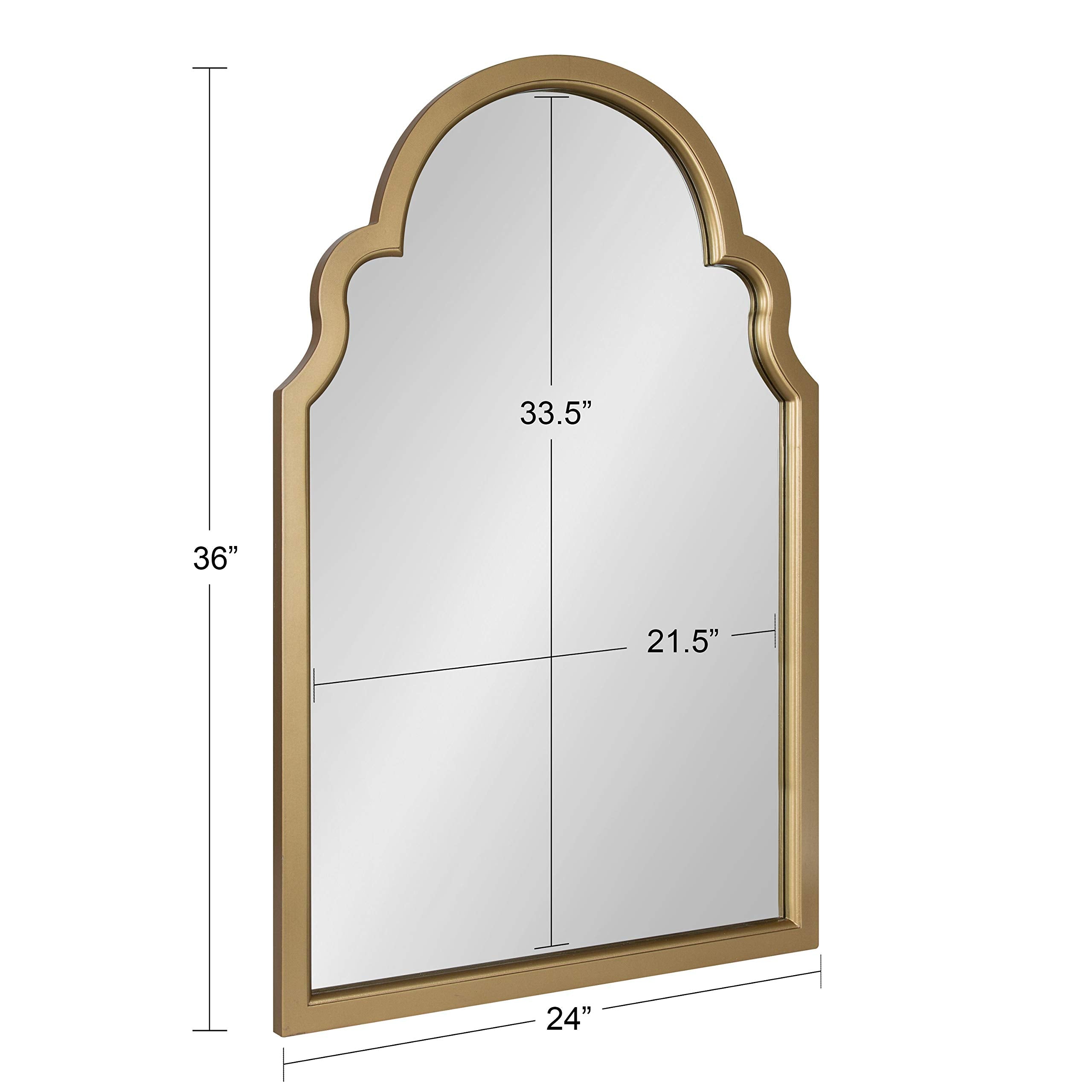 Hogan Modern Arched Wall Mirror, 24 x 36, Gold, Glam Moroccan Mirror for Wall