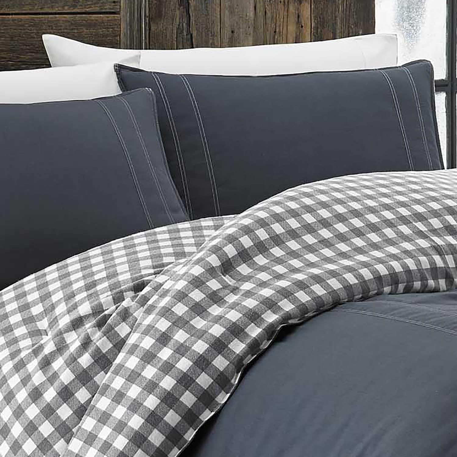Reversible Cotton King Comforter Set - Kingston Charcoal