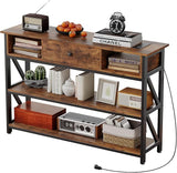 47 Inch Console Sofa Table with Drawer, Industrial Entryway Table with Storage Shelves,