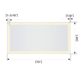 B&C 72"x36" Lighted Bathroom Mirror Wall Mounted|High Lumen LED Lights with CRI>95| Plug/Wall Switch Ready|Vertical or Horizontal|Defogger and Dimmer with Memory|Touch Switch|Non-Copper Silver Backed