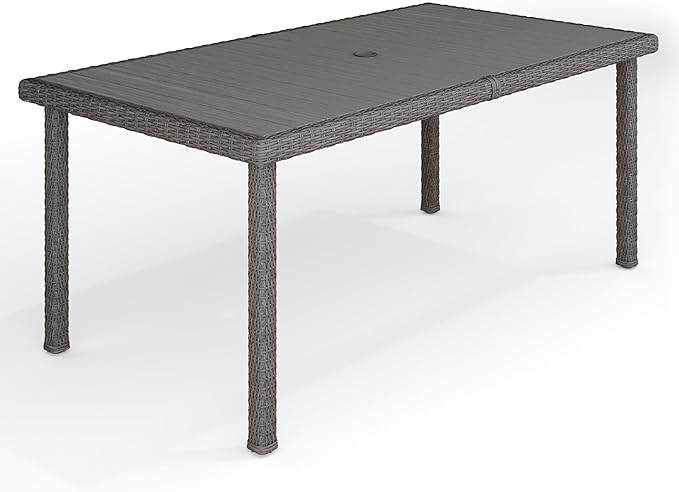 Bedford 60" Indoor-Outdoor Patio Table with Faux Wood Top and Rattan Wicker
