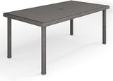 Bedford 60" Indoor-Outdoor Patio Table with Faux Wood Top and Rattan Wicker