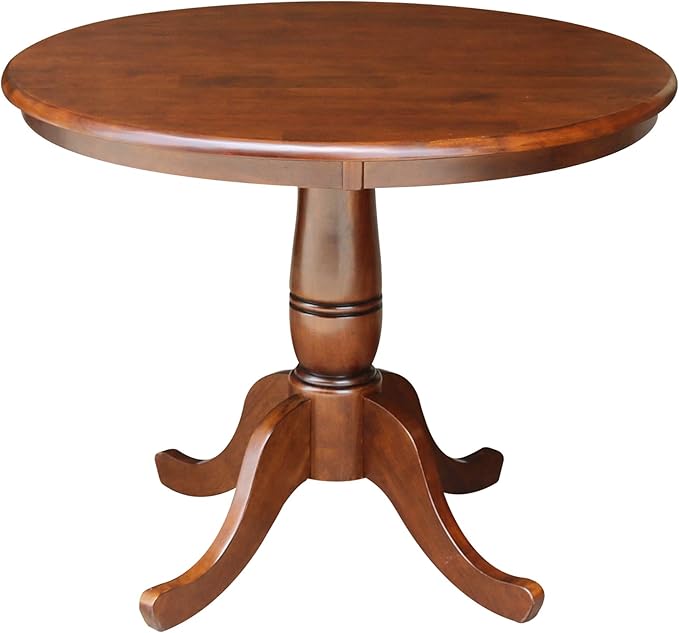 36-Inch Round Pedestal Table, 30-Inch, Espresso