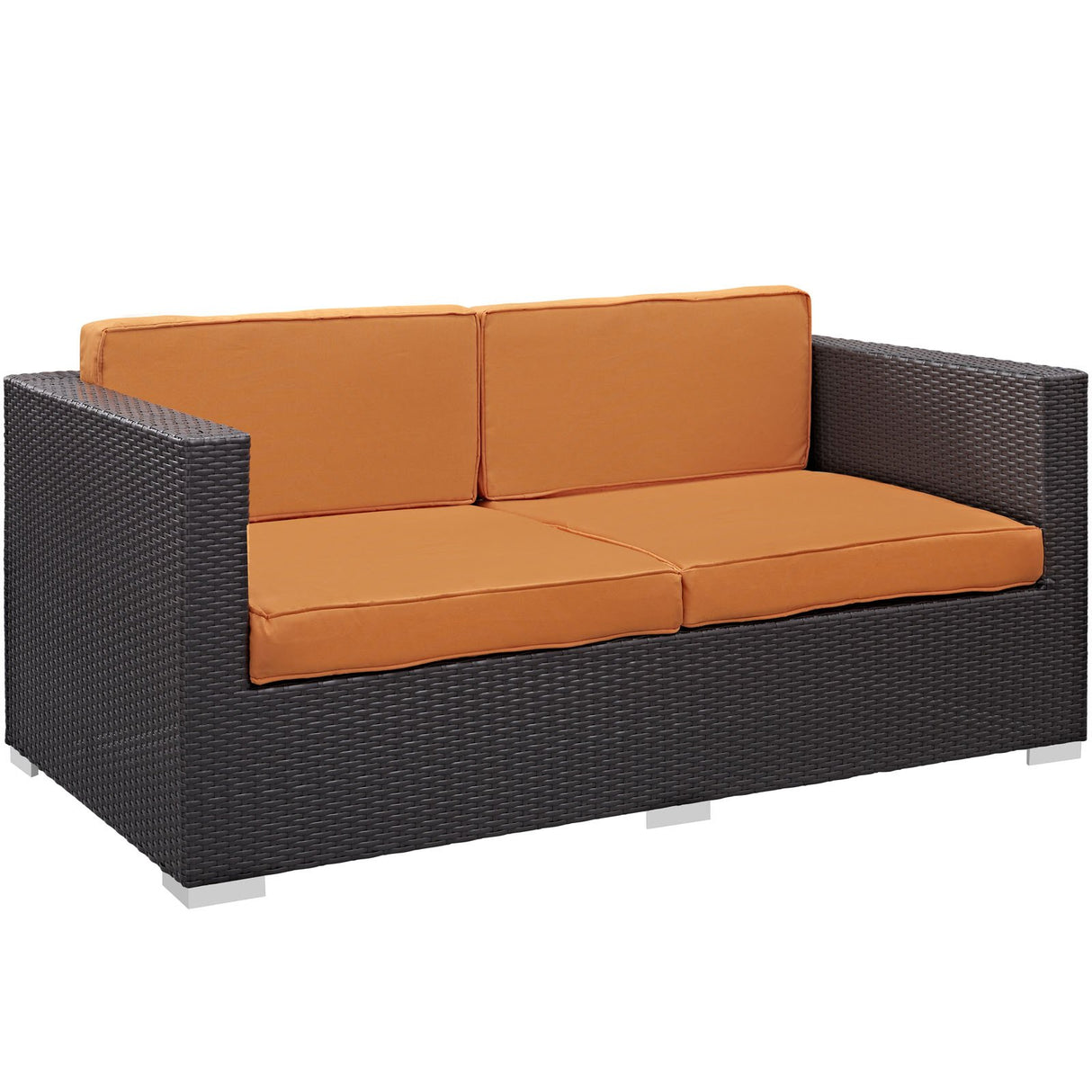 Convene Outdoor Patio Loveseat, Espresso Orange