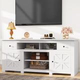 Farmhouse TV Stand 70 Inches, Entertainment Center with Power Outlet