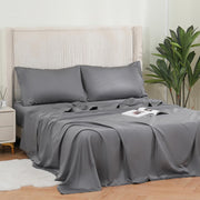 Twin Sheets Set Grey - 100% Cotton Sheets, 600 Thread Count Sateen Twin Bed Sheets
