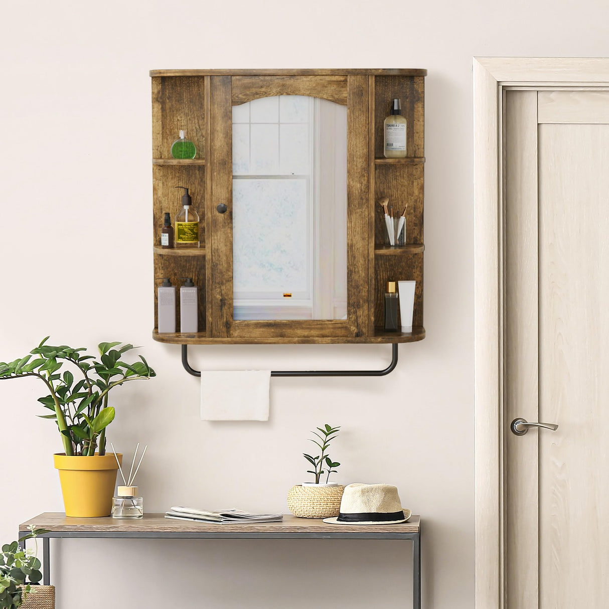 Bathroom Cabinet Medicine Cabinet Organizer, Wall Mounted Bathroom Cabinet with Mirror Door and Removable Shelf for Bathroom Living Room Laundry Bedroom