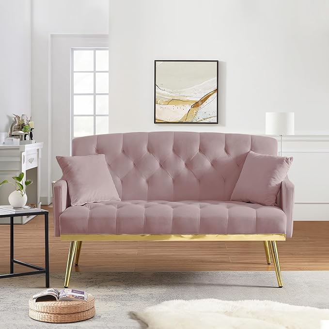 Small Loveseat Sofa, 55.5-inch Modern Sofa Couch with with 2 Side Pockets