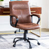 Brown Leather Ergonomic Office Chair - Mid Back with Armrests