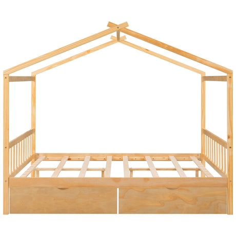 Full Size House Bed for Kids, Montessori Bed, Wood Full Platform Bed Frame