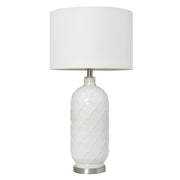 LT3322-WHT White and Brushed Nickel Glass Table Lamp