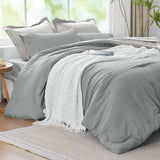 Gray Comforter Set Queen Reversible Bedding Set, 7 Pieces Soft Bed in a Bag Queen