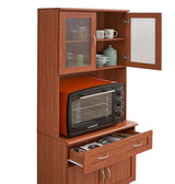 Tall Standing Kitchen Cabinet with Top and Bottom Enclosed Cabinet Space, 1-Drawer,