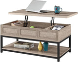 Lift Top Coffee Table with Hidden Compartments & Bottom Open Shelf