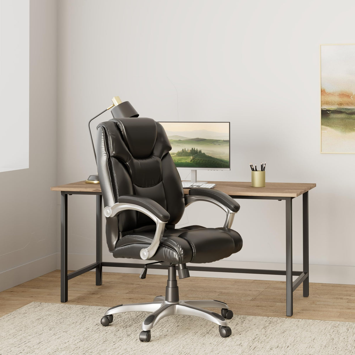 Heather High Back Black LeatherSoft Layered Upholstered Executive Swivel Ergonomic