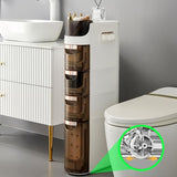 4-Tiers Slim Bathroom Storage Cabinet, Waterproof Narrow Storage Cabinet