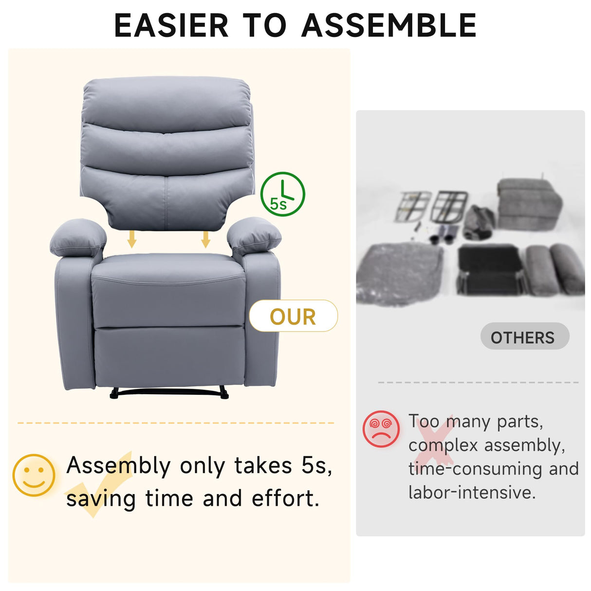 Manual Recliner Chairs for Adults, Lazy Boy Recliner Chair with Tech Cloth,