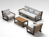 Sofa Set with PE Rope Weaving, 500lbs Capacity Outdoor Conversation Set