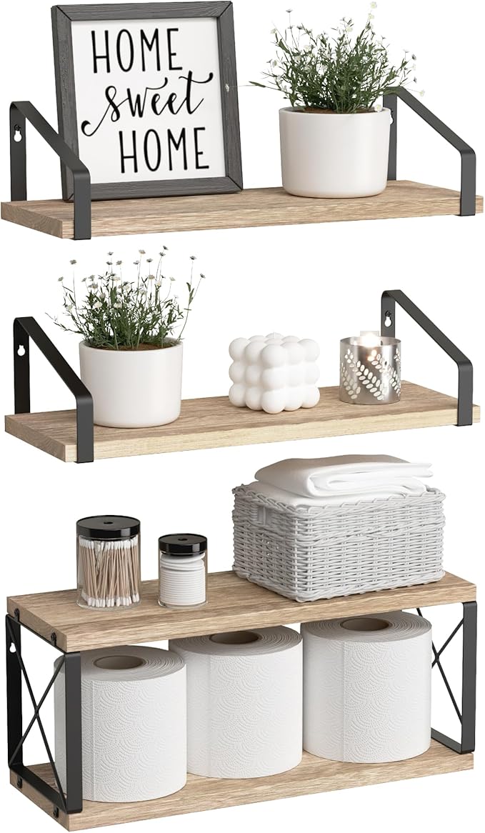 Floating Bathroom Shelves, Bathroom Shelves Over Toilet, Wood Shelves for Bathroom