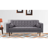 Element Loveseat in Dark Grey Linen and Walnut Wood Finish, 67 x 30 x 34