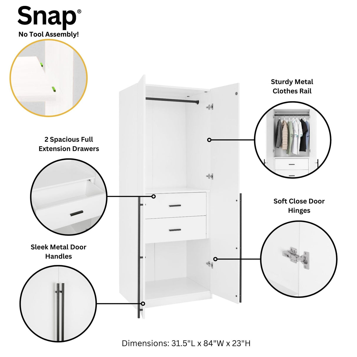 Lee Modern Freestanding Wardrobe Closet 2.0 | Space-Saving Design