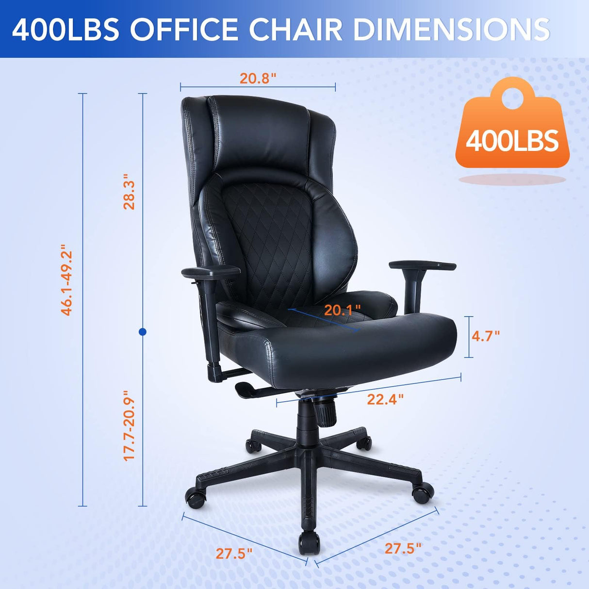 Executive Office Chair Heavy Duty Large PU Leather Ergonomic Executive Desk Chair