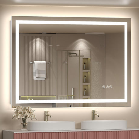 48x38 inch LED Mirror for Bathroom, Lighted Mirror for Wall, Dimmable, Anti-Fog, Shatter