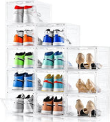 Upgraded X-Large Shoe Storage Box,8 Pack,Shoe Box Clear Plastic Stackable