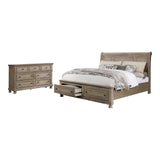 Inside + Out Dery Solid Wood 2-Piece Bedroom Set, King-Size Bed with Footboard