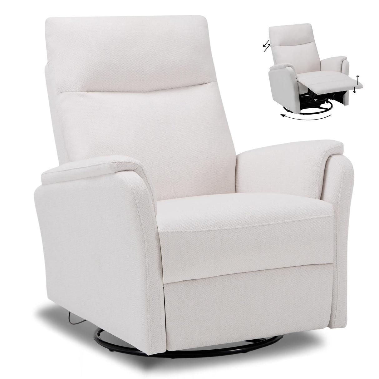 Recliner Chair, Living Room Sofa Home Theater Seate with Wide Footrest and Cushion, Swivel Rocker Adjustable Single Couch Modern Bedroom Glider Chairs