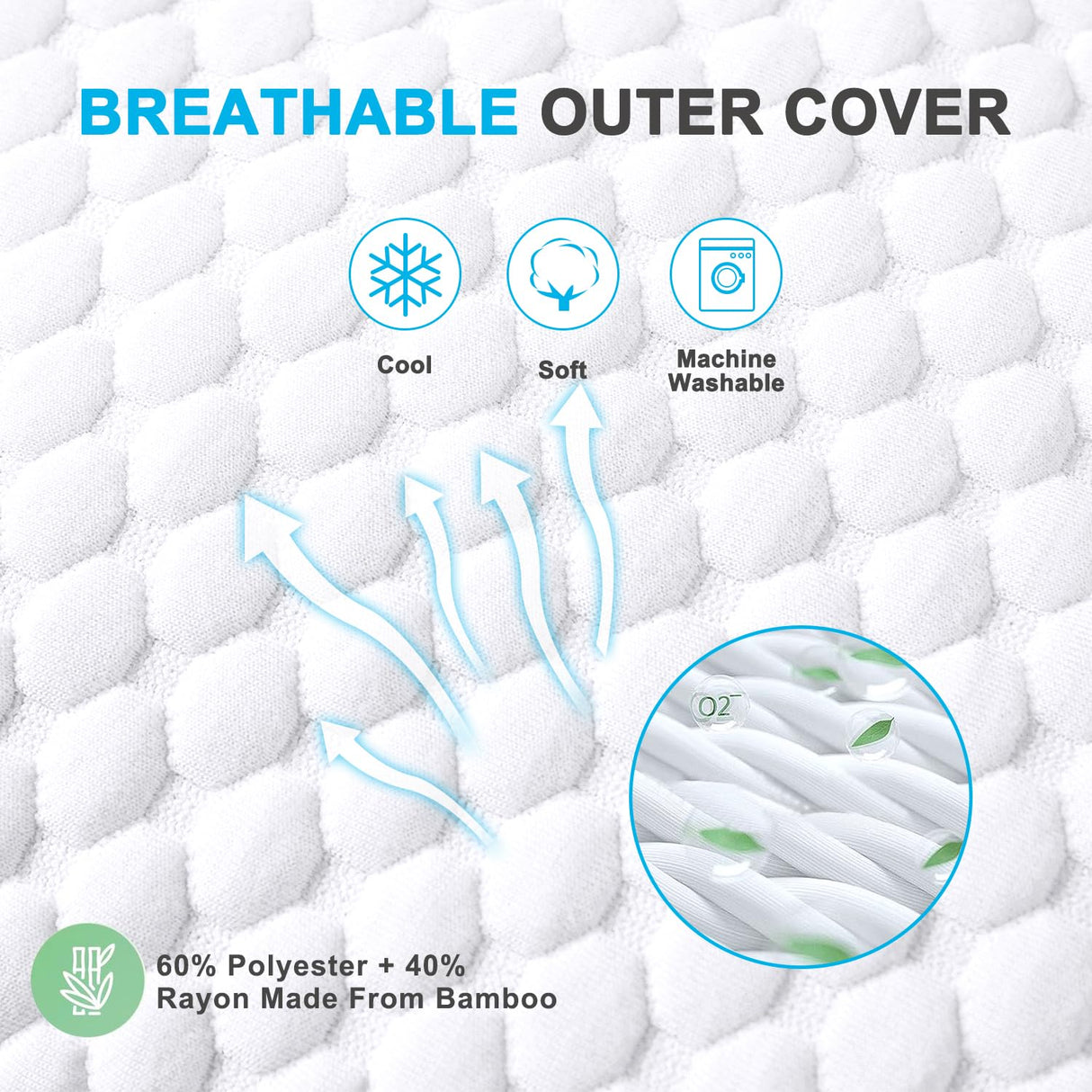 Cooling Bed Pillows Queen Size Set of 2, Shredded Memory Foam Pillows Cool Cold Pillow