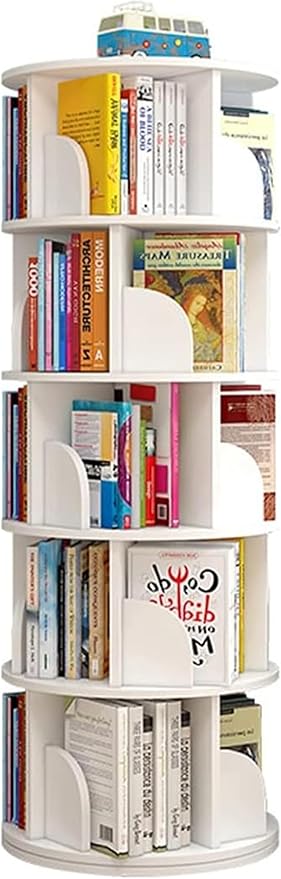 Rotating Bookshelf, Revolving Bookcase, 360°Floorstanding Corner Shelf