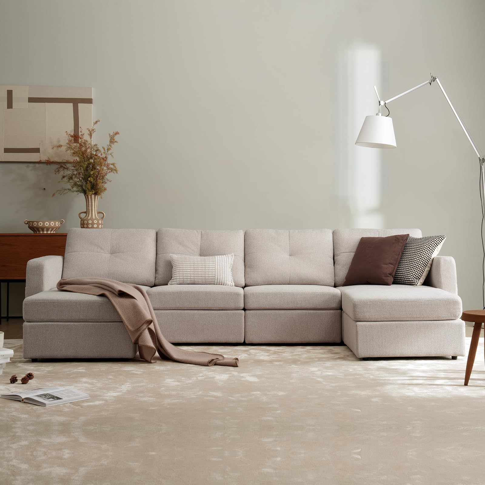 Seater with 2 Ottomans Sectional Modular Sofa Couch