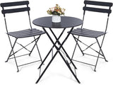 Outdoor 3 Piece Patio Bistro Set, Folding Bistro Table and 2 Folding Chairs