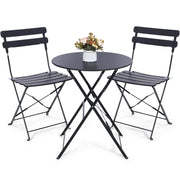 Outdoor 3 Piece Patio Bistro Set, Folding Bistro Table and 2 Folding Chairs