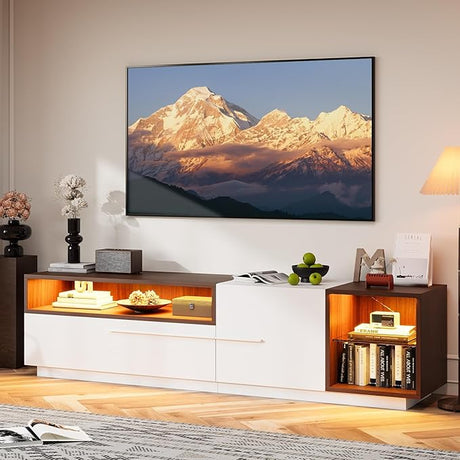 LED TV Stand for 70/75/80 inch TV, 71" Modern TV Stand for Living Room