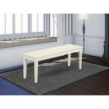 W Dining Table Bench with Solid Wood Seat, 51x15x18 Inch, Linen White