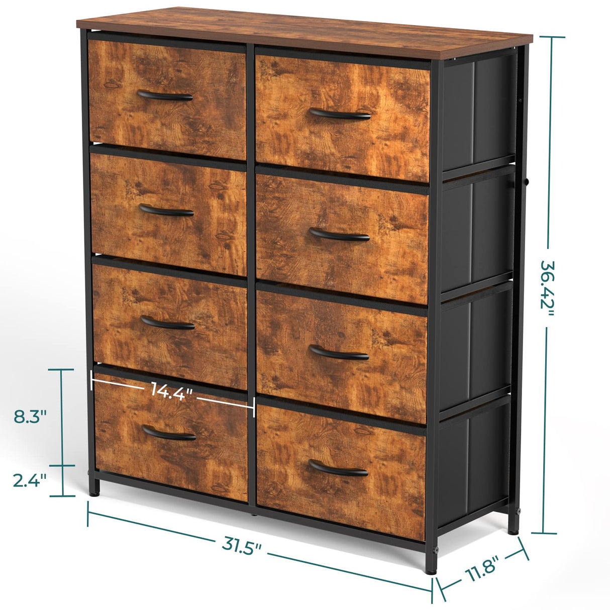 Organizer Storage 8, Chest of Drawers with Fabric Bins,