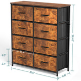 Organizer Storage 8, Chest of Drawers with Fabric Bins,