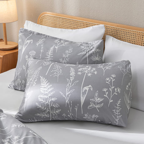 King Size Comforter Set - Floral King Comforter Set, King Size Comforter for All Seasons, 3 Pieces, 1 Comforter (90"x104") & 2 Pillow Cases (20"x36"), Gray