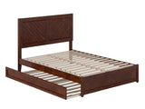 Clayton Full Platform Bed with Panel Footboard and Twin Trundle, Walnut