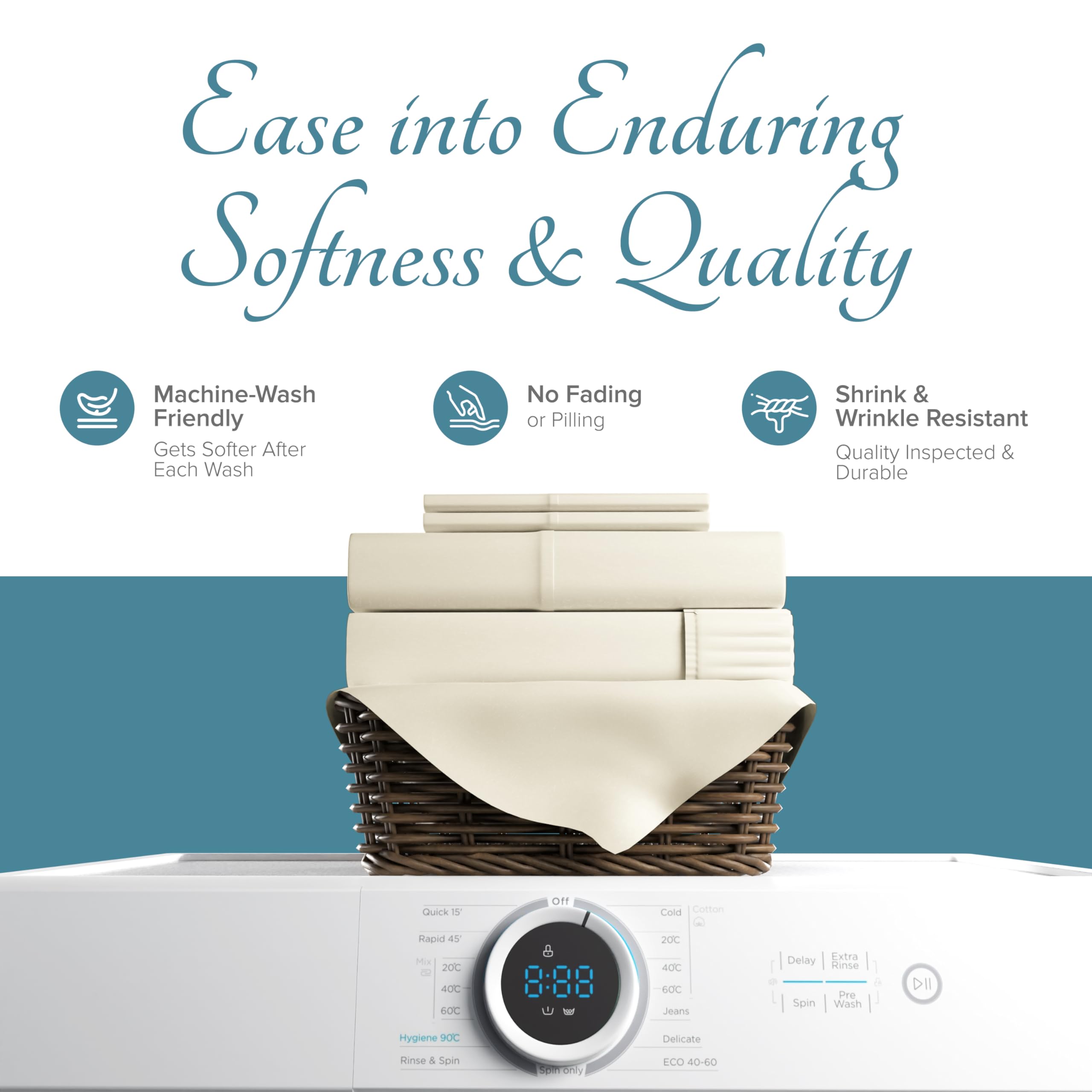 Luxury Egyptian Cotton Sheets Queen Size - 1000 Thread Count 4 Piece Queen Sheets,