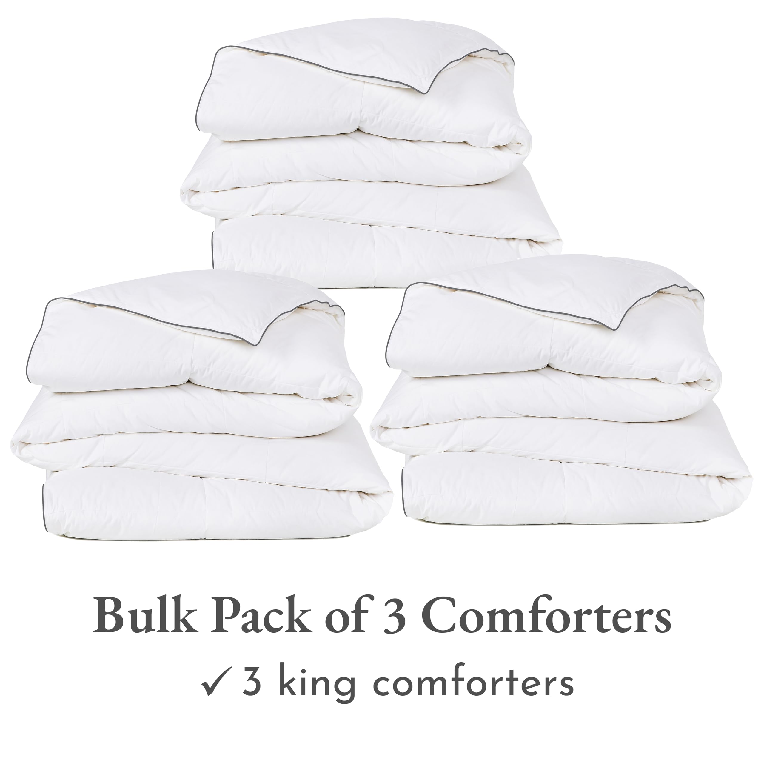 Bulk Pack of 3 King Down Alternative Comforter - Luxury All-Season Down Alternative