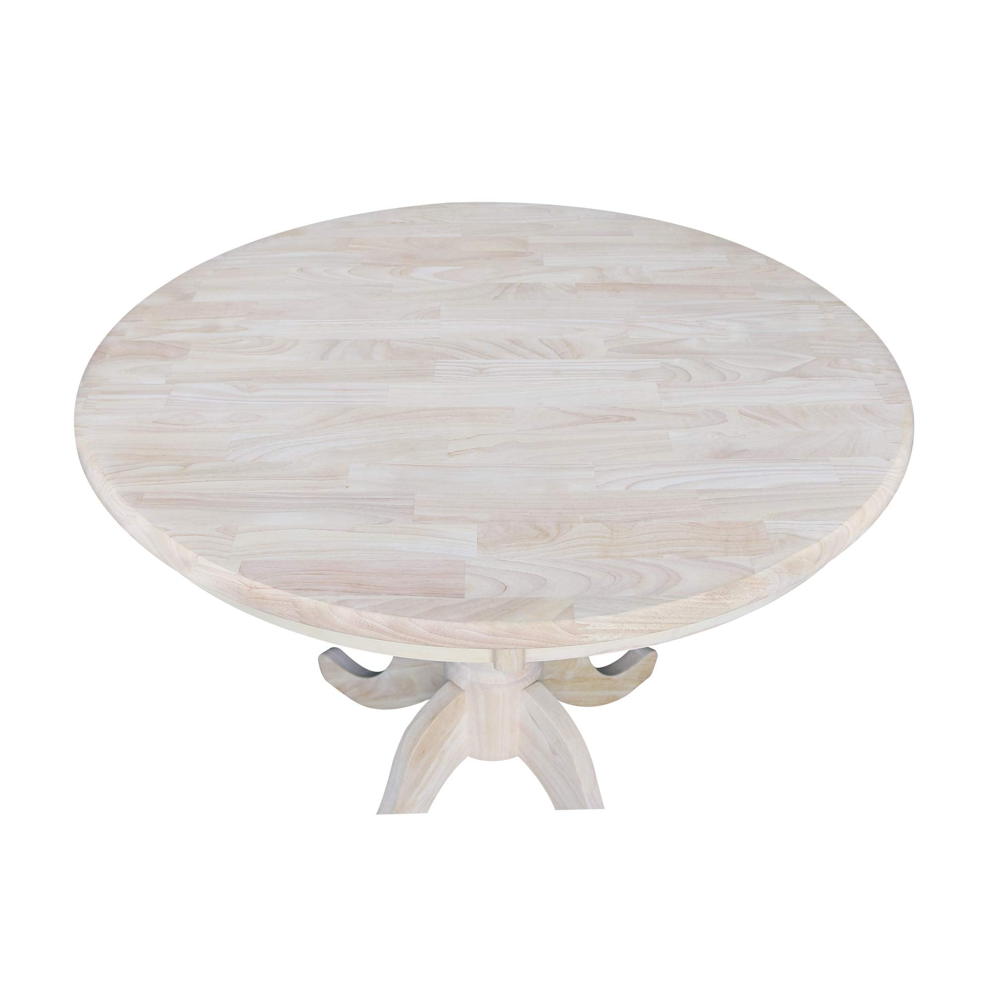 IC International Concepts 36" Round Top Pedestal Dining Table, Unfinished