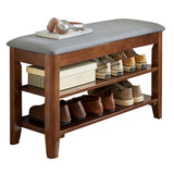 2 Tier Shoe Bench, Shoe Rack with PU Leather Padded Cushion