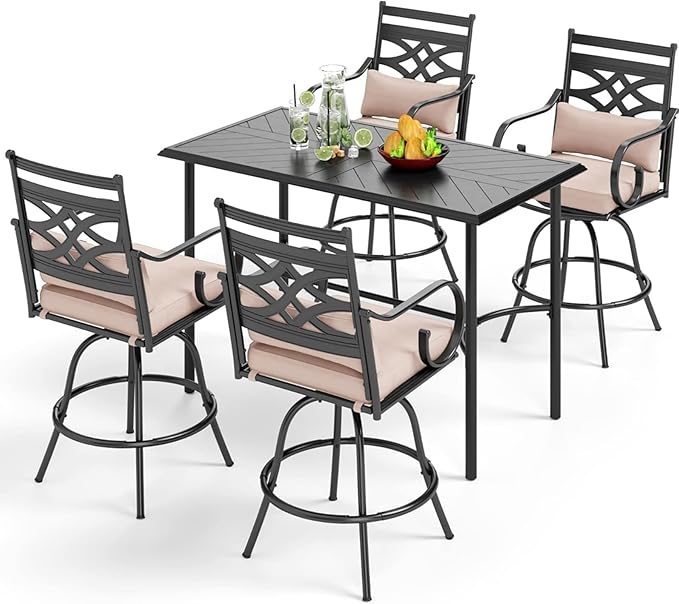 Outdoor Swivel Bar Stools Set of 2，Patio Counter Height Bar Chairs