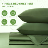 Queen Sheet set,4-Piece Cooling Bed Sheets with 2 Pillowcases,1 Flat Sheet,1 Fitted Sheet