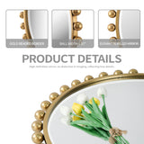 Antique Gold Round Mirror with Beveled Glass - 30 Inch Beaded Decorative Wall Mirror