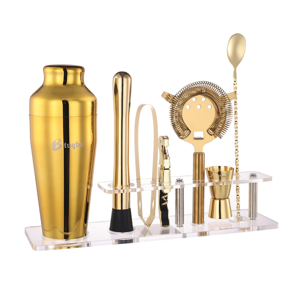 Cocktail Shaker Set with Arcylic Stand, Mixology Bartender Kit